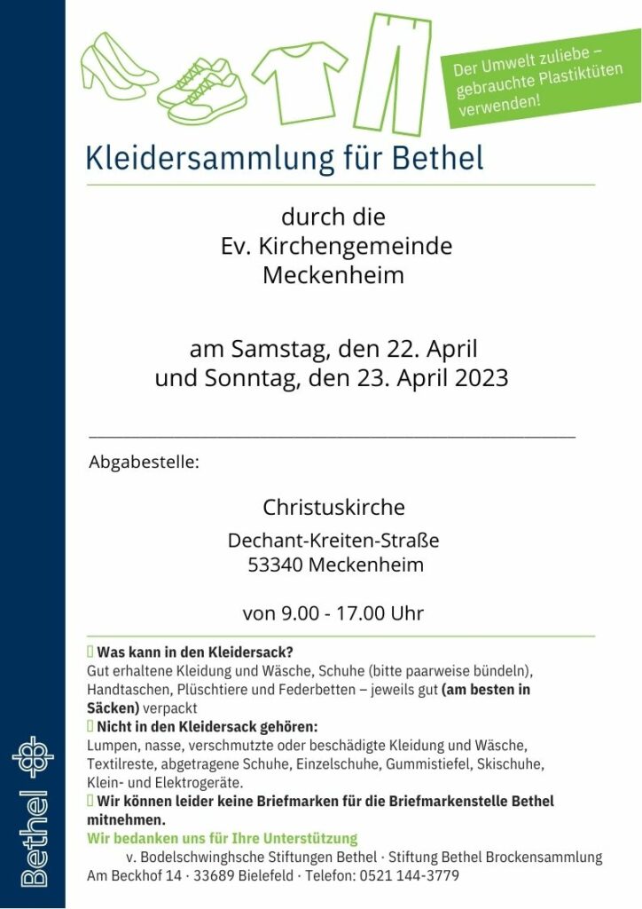 Plakat Ankündigung der Bethel-Sammlung am 22. und 23. April 2023 in der Christuskirche